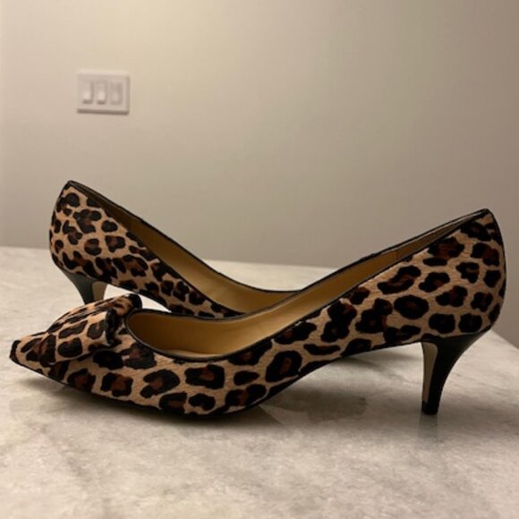 Leopard, faux fur, kitten heel shoes. size 9 1/2. - Picture 3 of 8
